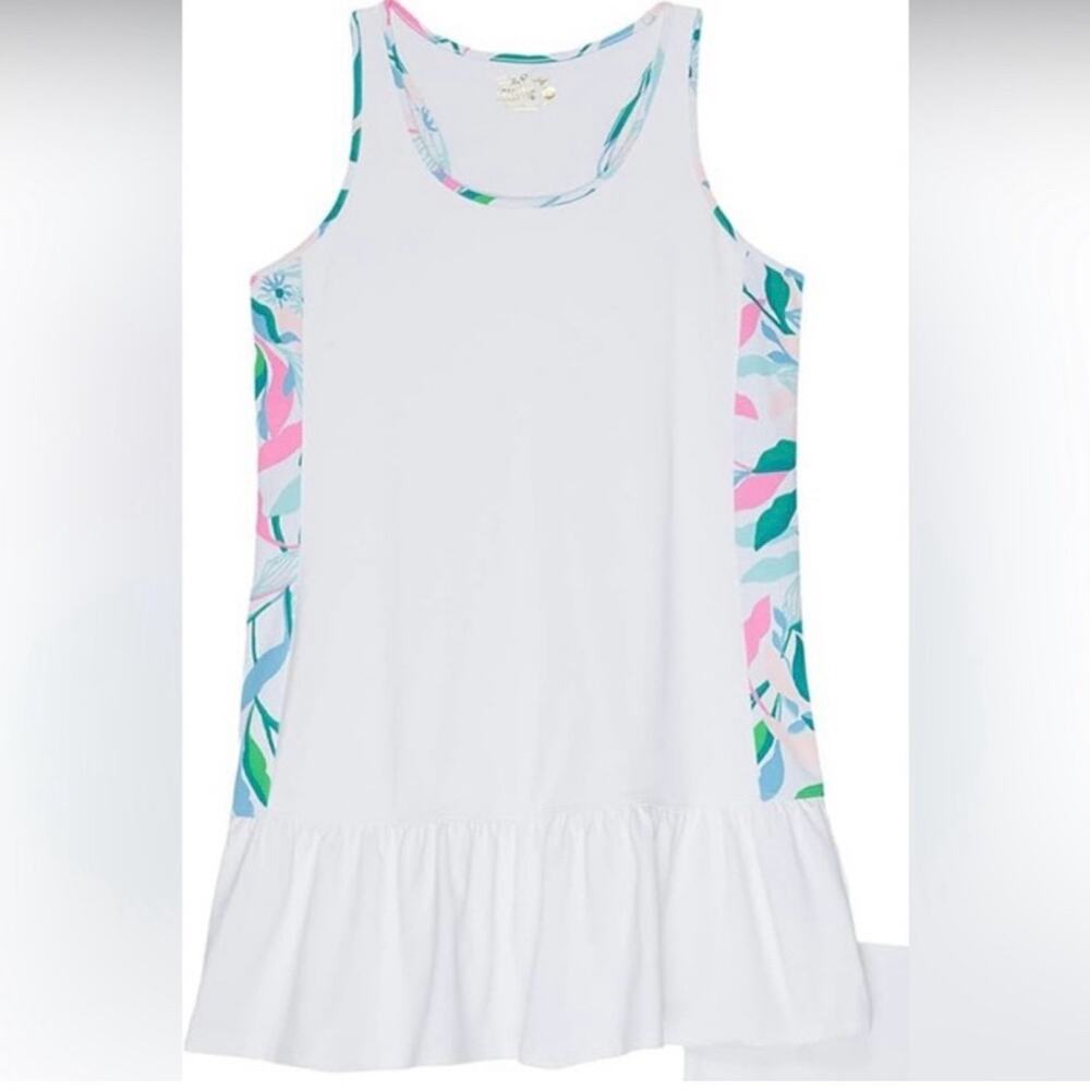 Lilly Pulitzer Luxletic White Resort Spring Happy Dress Girls Size Large (0899)